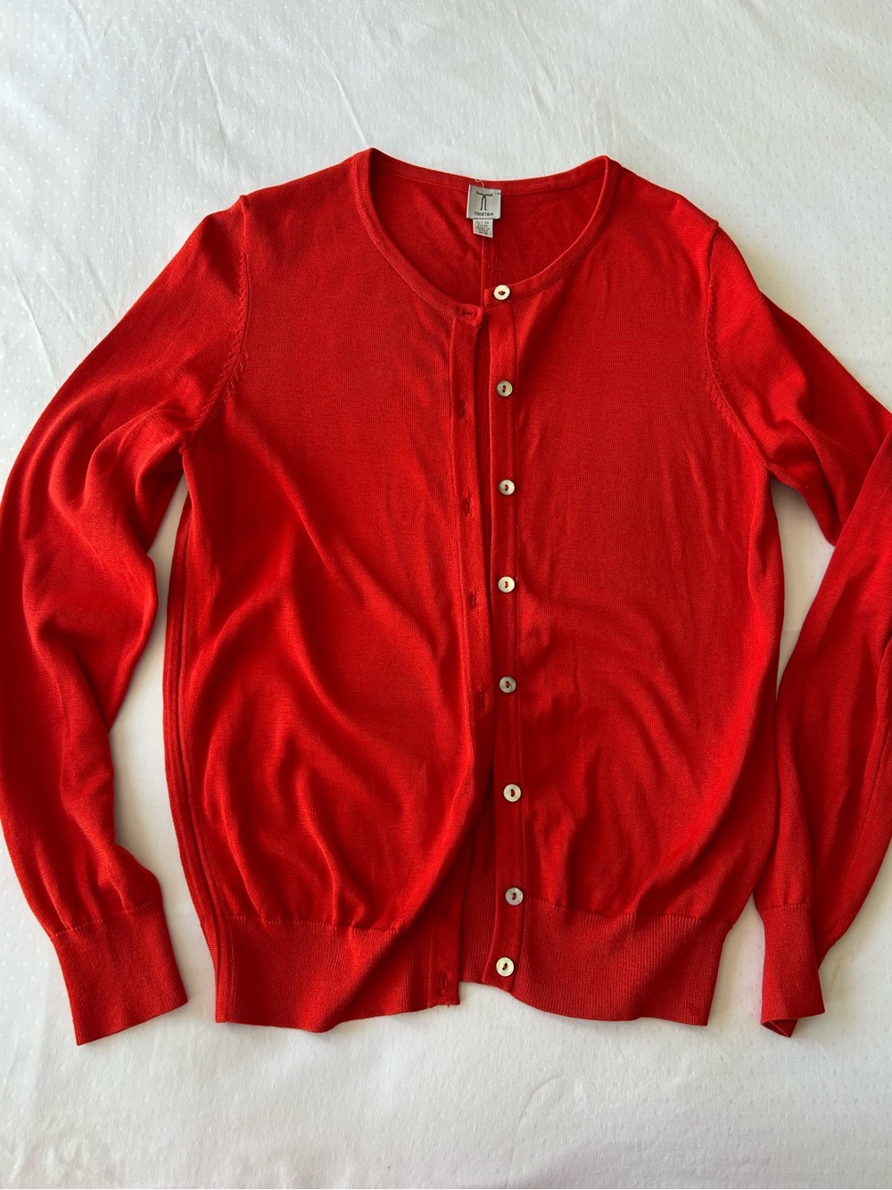 Tristan Red Button-Front Cardigan Sweater (Size M)
